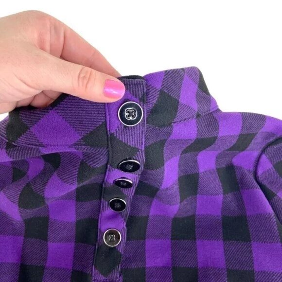 Talbots Dress Long Sleeve Purple and Black Plaid Buffalo Check NWOT Size M - Picture 5 of 6